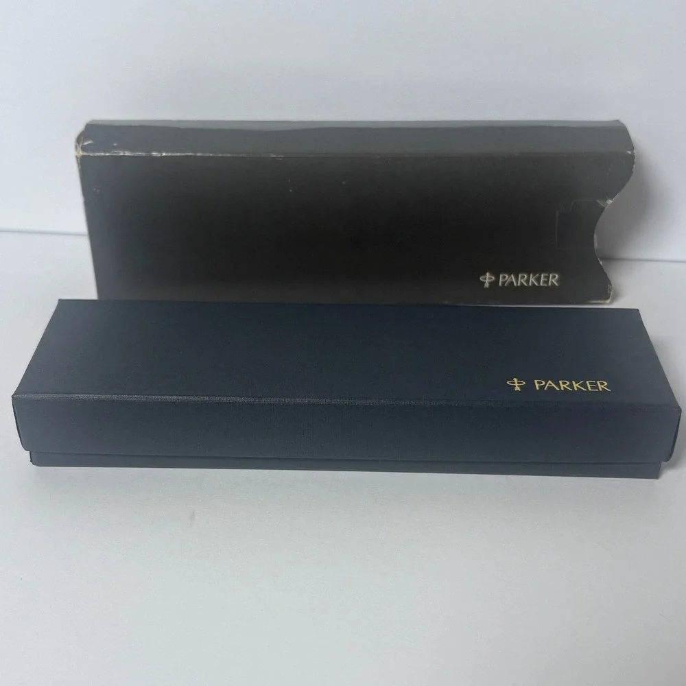 Parker Insignia Black Gold Trim Pen and Pencil Set Hardees Logo Vintage USA Made
